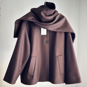ZARA WOOL BLEND SHORT COAT WITH SCARF